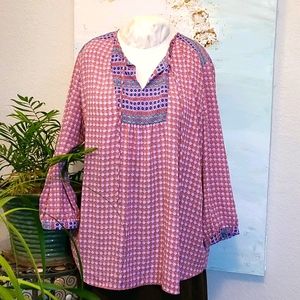 NYDJ Pink and Blue Patterned Tunic